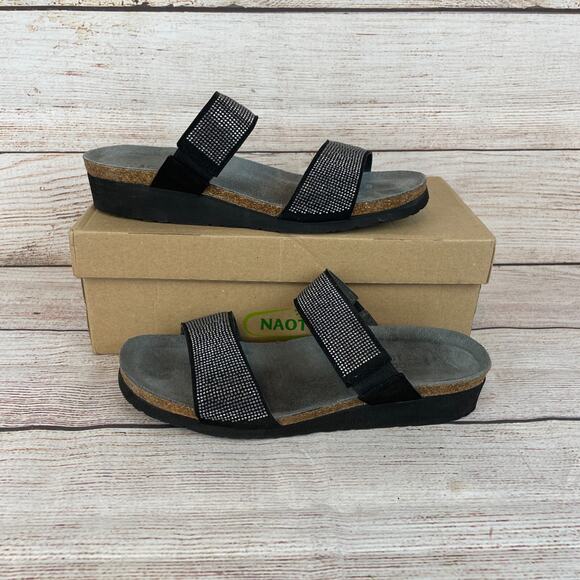 Naot Bianca Womens Sz 41 (US 10) Wedge Sandals Black Gray - Picture 1 of 10